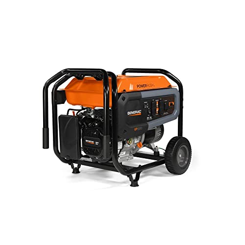 Generac 7681 GP6500 6,500-Watt Gas-Powered Portable Generator - PowerRush Technology for Increased Starting Capacity - Reliable and Durable - Easy Transport and Maintenance - Includes Cord