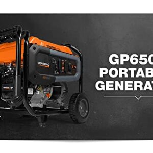 Generac 7681 GP6500 6,500-Watt Gas-Powered Portable Generator - PowerRush Technology for Increased Starting Capacity - Reliable and Durable - Easy Transport and Maintenance - Includes Cord