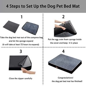 Dog Bed Mats for Large Big Dog - Orthopedic Dog Pet Durable Crate Bed Mattress of Thick Egg Foam Crate, Rose Plush Washable Cover, Waterproof Lining and Non-Slip Bottom (XL(42''x30''x4''), Black Side)