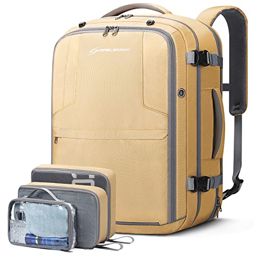 Maelstrom 40-50L Carry on Backpack,Large Travel Backpack for Men Women,17.3 Inch TSA Flight Approved Laptop Backpack with Hidden Shoe Bag, Expandable Suitcase Backpacks,father day gifts-Yellow