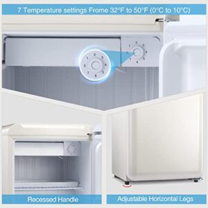 R.W.FLAME 1.7 Cu. Ft Mini Fridge with Freezer, Low Noise, 48L compact refrigerator, Mini Fridge for Bedroom, Office, Dorm, RV, (White)
