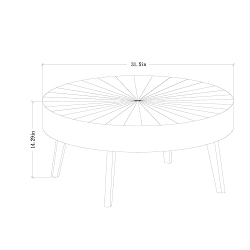 Gexpusm Round Wood Coffee Table, Farmhouse Table for Living Room, Solid Circle Center Wooden Rustic Natural 31.5 * 14IN(Contain Only Table)