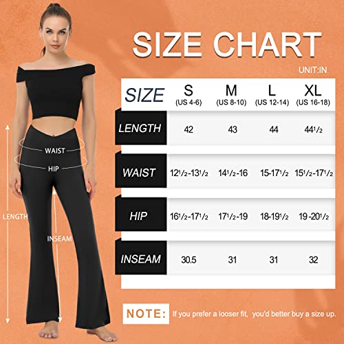NEW YOUNG Women's Flare Yoga Pants with Pockets,Crossover Flare Leggings for Women High Waisted Workout Bootcut Leggings