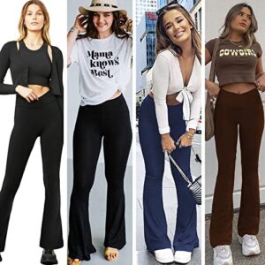 NEW YOUNG Women's Flare Yoga Pants with Pockets,Crossover Flare Leggings for Women High Waisted Workout Bootcut Leggings