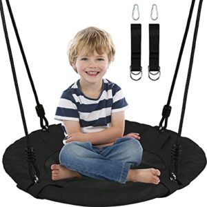 display4top spider web swing, 24" kids tree swing platform with 60" detachable nylon ropes, max 400 lbs, great for park backyard playground outdoor, fun for kids (black)