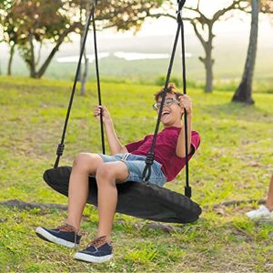 Display4top Spider Web Swing, 24" Kids Tree Swing Platform with 60" Detachable Nylon Ropes, Max 400 Lbs, Great for Park Backyard Playground Outdoor, Fun for Kids (Black)