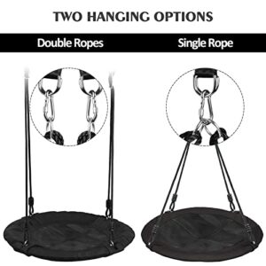 Display4top Spider Web Swing, 24" Kids Tree Swing Platform with 60" Detachable Nylon Ropes, Max 400 Lbs, Great for Park Backyard Playground Outdoor, Fun for Kids (Black)