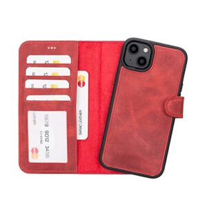 iphone 14 pro max case, apple iphone 14 pro wallet, leather iphone 14 plus cover, handmade iphone 14 leather 2-in-1 case wallet (iphone 14 plus 6.7", red)