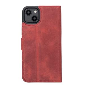 iPhone 14 Pro Max Case, Apple iPhone 14 Pro Wallet, Leather iPhone 14 Plus Cover, Handmade iPhone 14 Leather 2-in-1 Case Wallet (iPhone 14 Plus 6.7", Red)