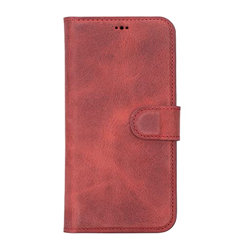 iPhone 14 Pro Max Case, Apple iPhone 14 Pro Wallet, Leather iPhone 14 Plus Cover, Handmade iPhone 14 Leather 2-in-1 Case Wallet (iPhone 14 Plus 6.7", Red)