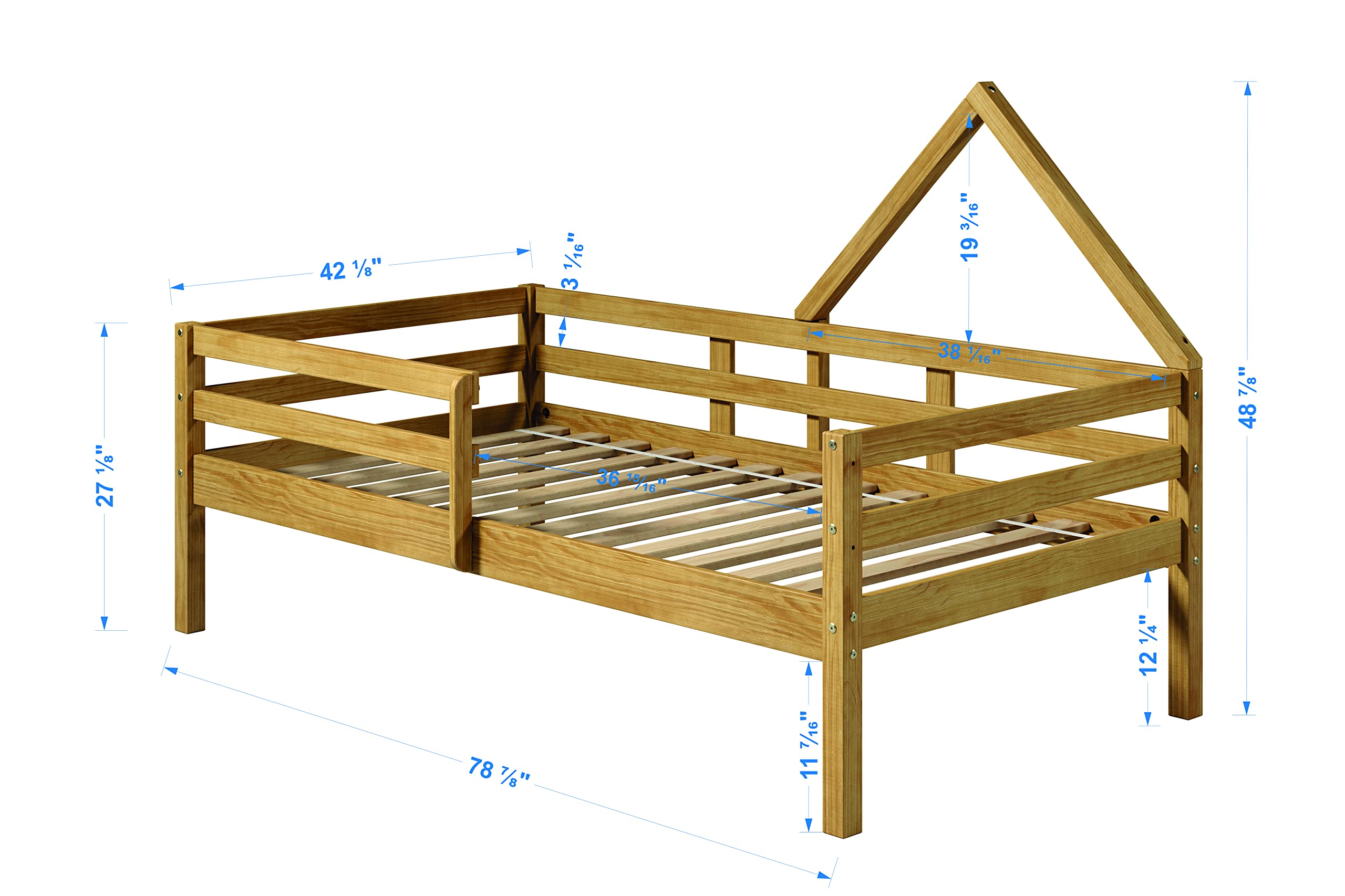 P'Kolino Casita Loft/Bunk Bed, Single Bed, Floor Bed Bundle - Solid FSC Certified Wood - Natural Wood