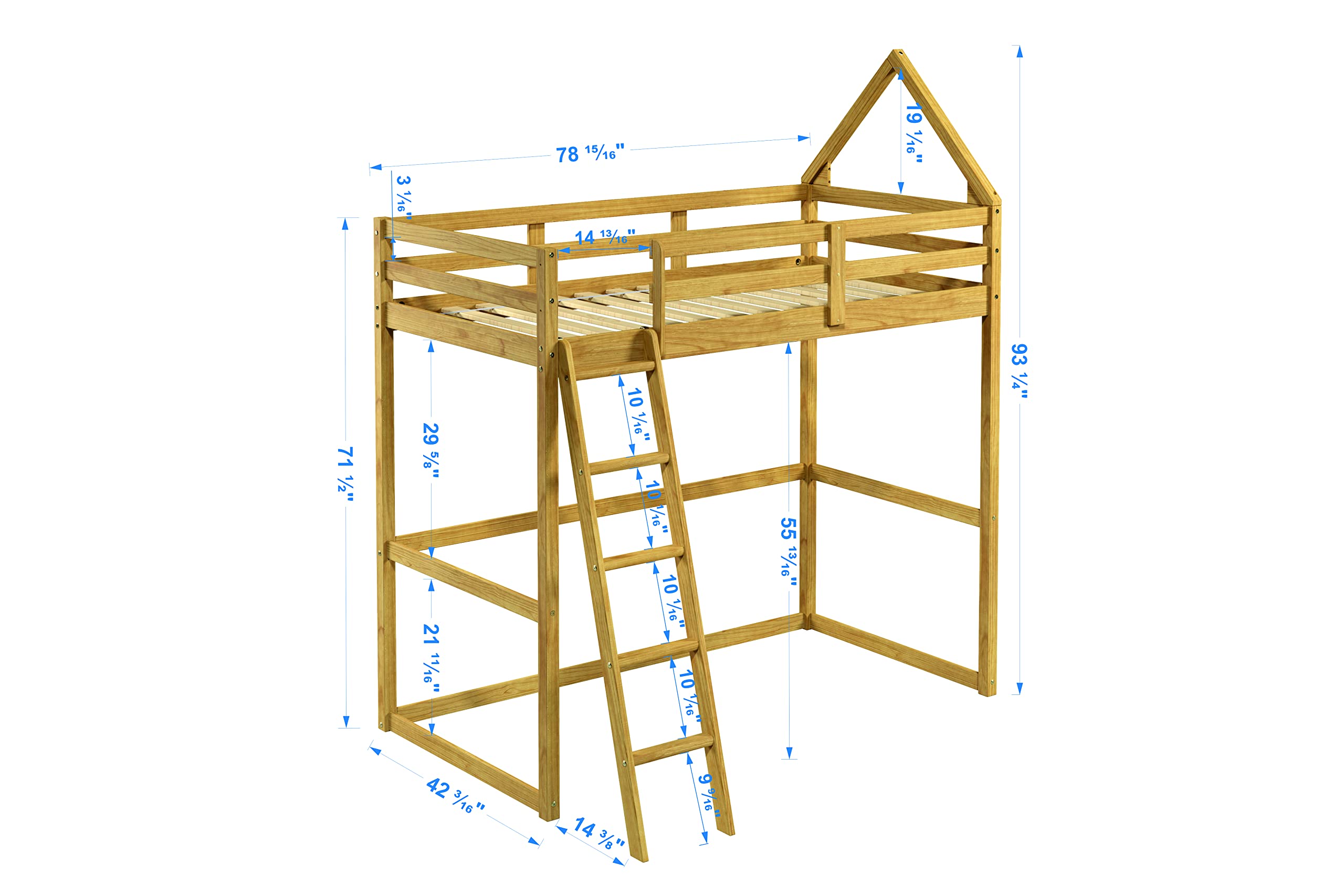 P'Kolino Casita Loft/Bunk Bed, Single Bed, Floor Bed Bundle - Solid FSC Certified Wood - Natural Wood