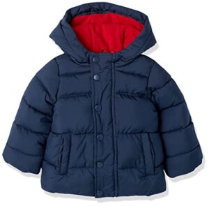 amazon essentials baby boys' heavyweight hooded puffer jacket, navy, 18 months