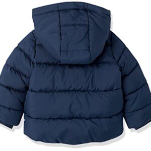 Amazon Essentials Baby Boys' Heavyweight Hooded Puffer Jacket, Navy, 18 Months