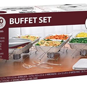 Chafing dish buffet set disposable 30 Piece Party Serving Kit Includes Chafing Kits With Lids and Serving Utensils For All Types Of Parties And Events | Disposable Party Set