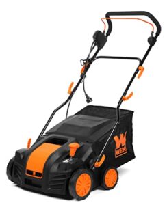 wen dt1516 16-inch 15-amp 2-in-1 electric dethatcher and scarifier with collection bag, black