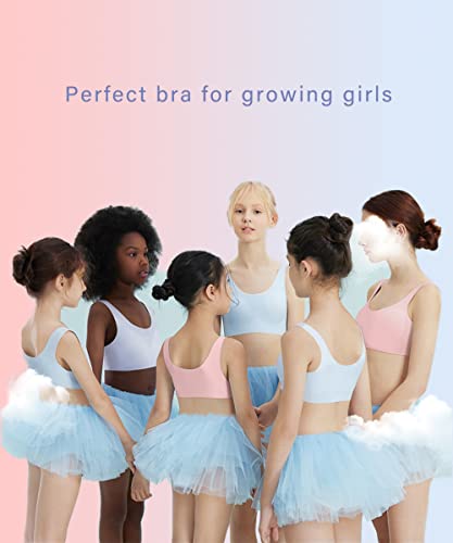 YACCA Girls Seamless Bra Ultra Comfort Soft,Thin AA Cup,Invisible Dig-Free Teen Bras,Girls Training Bra 8-10 10-12 12-14 14-16 16-18 Years Old