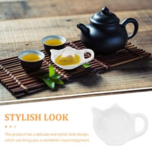 Angoily Tea Bag Holder Ceramic Teabag Coaster Teabag Tray Tea Bag Storage Plate Teabag Holder Tea Saucer Spoon Seasoning Dish Ketchup Dipping Bowl for Home Tea Party Favor White Keychain Holder