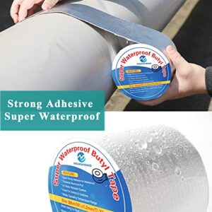 Super Waterproof Duct Tape and Patch for All-Purpose Seal Repair, Adhesive Butyl Tape with Aluminium Foil, Perfect Sealing for Pool Metal RV Roof Pipe Awning Hose Window and More, 4 IN by 16-1/2 FT