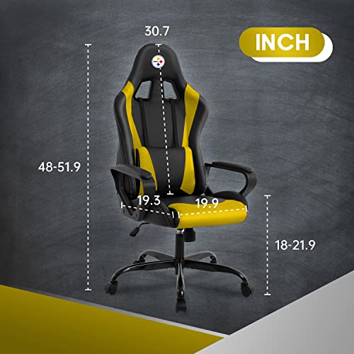 Gaming Chair Office Chair High Back Racing Computer Chair Task PU Desk Chair Ergonomic Swivel Rolling Chair with Lumbar Support for Home Office (Yellow, Pit)