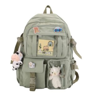 eagerrich kawaii backpack with cute pin accessories plush pendant kawaii school backpack cute aesthetic backpack
