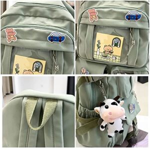 Eagerrich Kawaii Backpack with Cute Pin Accessories Plush Pendant Kawaii School Backpack Cute Aesthetic Backpack