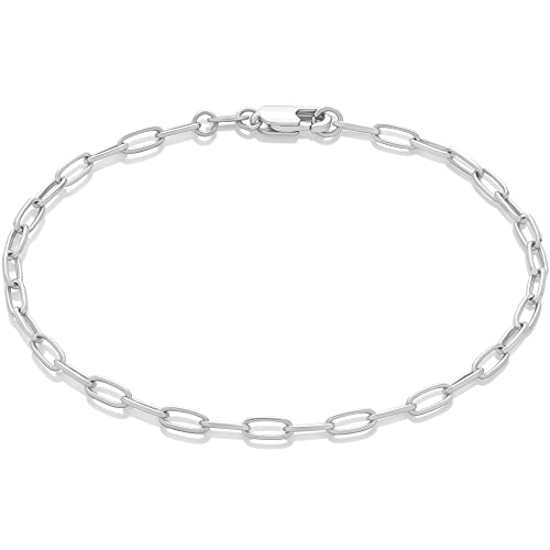 Amazon Essentials Sterling Silver Plated Paperclip Chain Bracelet 7.5", Sterling Silver