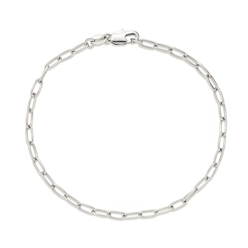 Amazon Essentials Sterling Silver Plated Paperclip Chain Bracelet 7.5", Sterling Silver