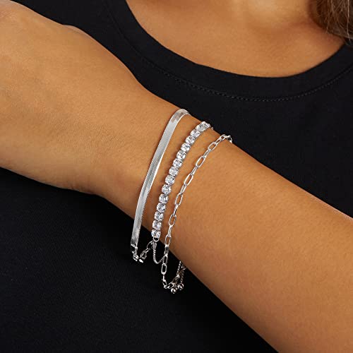 Amazon Essentials Sterling Silver Plated Paperclip Chain Bracelet 7.5", Sterling Silver