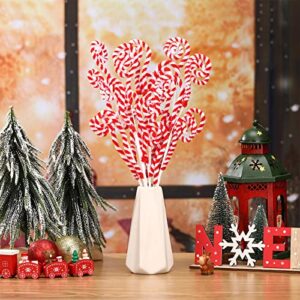 6 Pcs 16 Inch Red White Christmas Tree Picks Decoration Candy Cane Woolen Curly Pick Lollipop Large for Xmas Tree Topper Decor Home Vase Filler Craft Wreath Holiday Party Ornament Garland