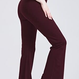 DANI CHINS Women's Casual Bootcut Yoga Pants V Crossover High Waisted Flare Workout Leggings (Burgundy, M)