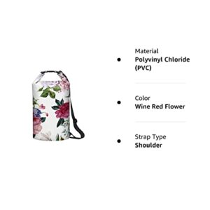 Goosehill Waterproof Dry Bag 5L 10L 20L, Floral Pattern with Durable Plato 500D PVC Material, Floating Roll Top Waterproof Bag for Kayaking Paddleboard Rafting Boating Swimming Camping, 1 STRAP