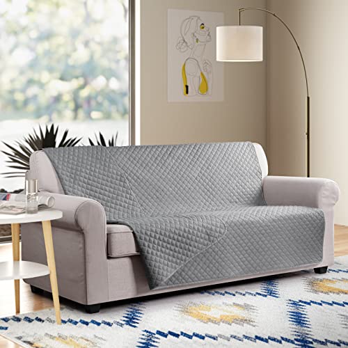 TAOCOCO Waterproof Couch Blanket Dog Bed Cover Couch Cover Pet Blanket for Couch Sofa Chaise Bed, Reversible Sectional Sofa Slipcovers Furniture Protector for Pets Kids (Light Gray, 52x82 Inches)