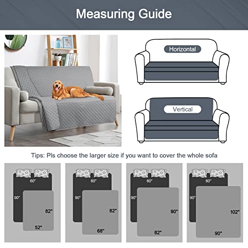 TAOCOCO Waterproof Couch Blanket Dog Bed Cover Couch Cover Pet Blanket for Couch Sofa Chaise Bed, Reversible Sectional Sofa Slipcovers Furniture Protector for Pets Kids (Light Gray, 52x82 Inches)