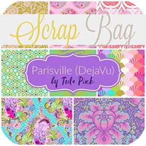 parisville deja vu scrap bag (approx 2 yards) by tula pink for free spirit 2 yards diy quilt fabric