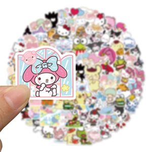 100Pcs Cute Stickers Pack Hello Kitty Stickers MyMelody&Kuromi Stickers Cinnamoroll Pompompurin Keroppi Pochaco Stickers Decals Assorteds Kawaii Sticker Gifts for Kids Teens Girls Adults