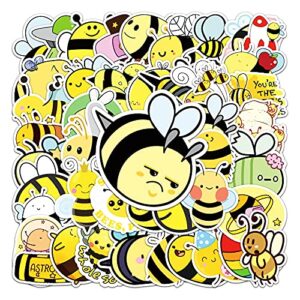 51 pcs cute bee water bottle stickers for kids teens,small honeybee vinyl waterproof stickers decals for laptop bumper skateboard helmet,cartoon kawaii bees animal stickers