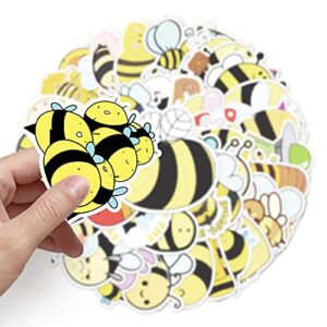 51 PCS Cute Bee Water Bottle Stickers for Kids Teens,Small Honeybee Vinyl Waterproof Stickers Decals for Laptop Bumper Skateboard Helmet,Cartoon Kawaii Bees Animal Stickers