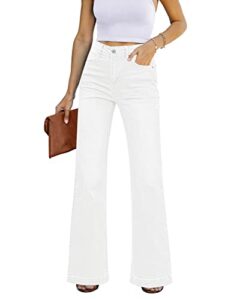 grapent womens plus size jeans for women stretch high waisted flare jeans ripped jeans womens stretch jeans 70s outfits for womens jeans size 12 wide leg pants for women color brilliant white size 14