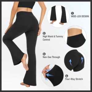 MOREFEEL Women's Black Flare Yoga Pants for Women, High Waisted Buttery Soft Bootcut Leggings