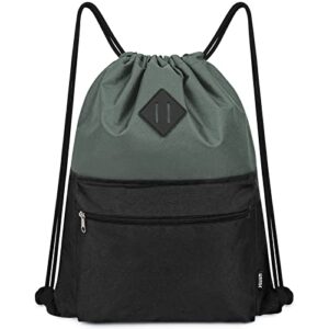 wandf drawstring backpack sports gym bag with wet compartment, water-resistant string bag cinch bag for women men (black)