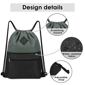 WANDF Drawstring Backpack Sports Gym Bag with Wet Compartment, Water-Resistant String Bag Cinch Bag for Women Men (Black)