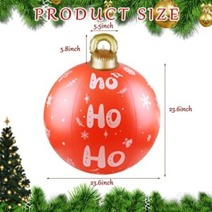 2 Pieces 23.6 Inch Christmas Ball Outdoor Decorations Extra Large PVC Balls with Joy Tree Hohoho Patterns for Yard Pool Lawn Porch Garden Holiday Indoor (Red and Green)