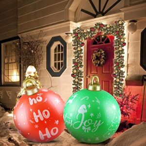 2 Pieces 23.6 Inch Christmas Ball Outdoor Decorations Extra Large PVC Balls with Joy Tree Hohoho Patterns for Yard Pool Lawn Porch Garden Holiday Indoor (Red and Green)