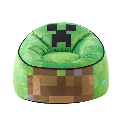 Idea Nuova Minecraft Hillside by pod Kids Plush Bean Bag Chair, 24" Hx24 Hx25 H, Large