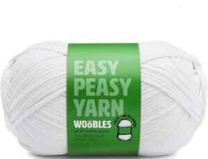 the woobles easy peasy yarn, crochet & knitting yarn for beginners with easy-to-see stitches - yarn for crocheting - worsted medium #4 yarn - cotton-nylon blend