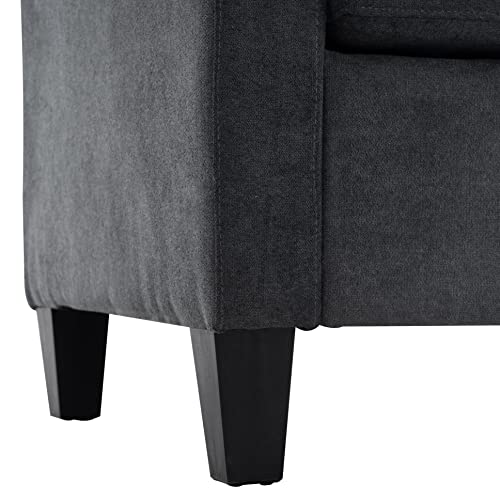 Devion Furniture Enzo Linen Sectional Sofa, Dark Gray