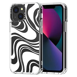 mosnovo compatible with iphone 13 case, white swirl [ buffertech impact ] shockproof protective transparent tpu bumper clear phone case cover designed for iphone 13 6.1"