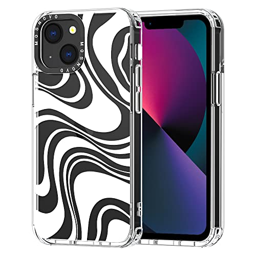 MOSNOVO Compatible with iPhone 13 Case, White Swirl [ Buffertech Impact ] Shockproof Protective Transparent TPU Bumper Clear Phone Case Cover Designed for iPhone 13 6.1"