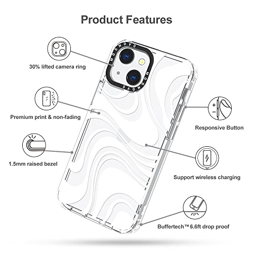 MOSNOVO Compatible with iPhone 13 Case, White Swirl [ Buffertech Impact ] Shockproof Protective Transparent TPU Bumper Clear Phone Case Cover Designed for iPhone 13 6.1"